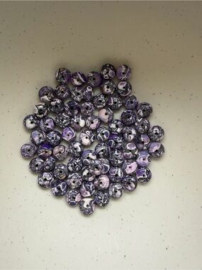 Purple Marble Dyed Stone Rondelle Beads - Pack of Mixed Purple Tones